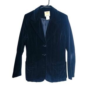 Vtg 80s College Town Black Velvet Blazer S/M Gothic Dark Academia Union Made